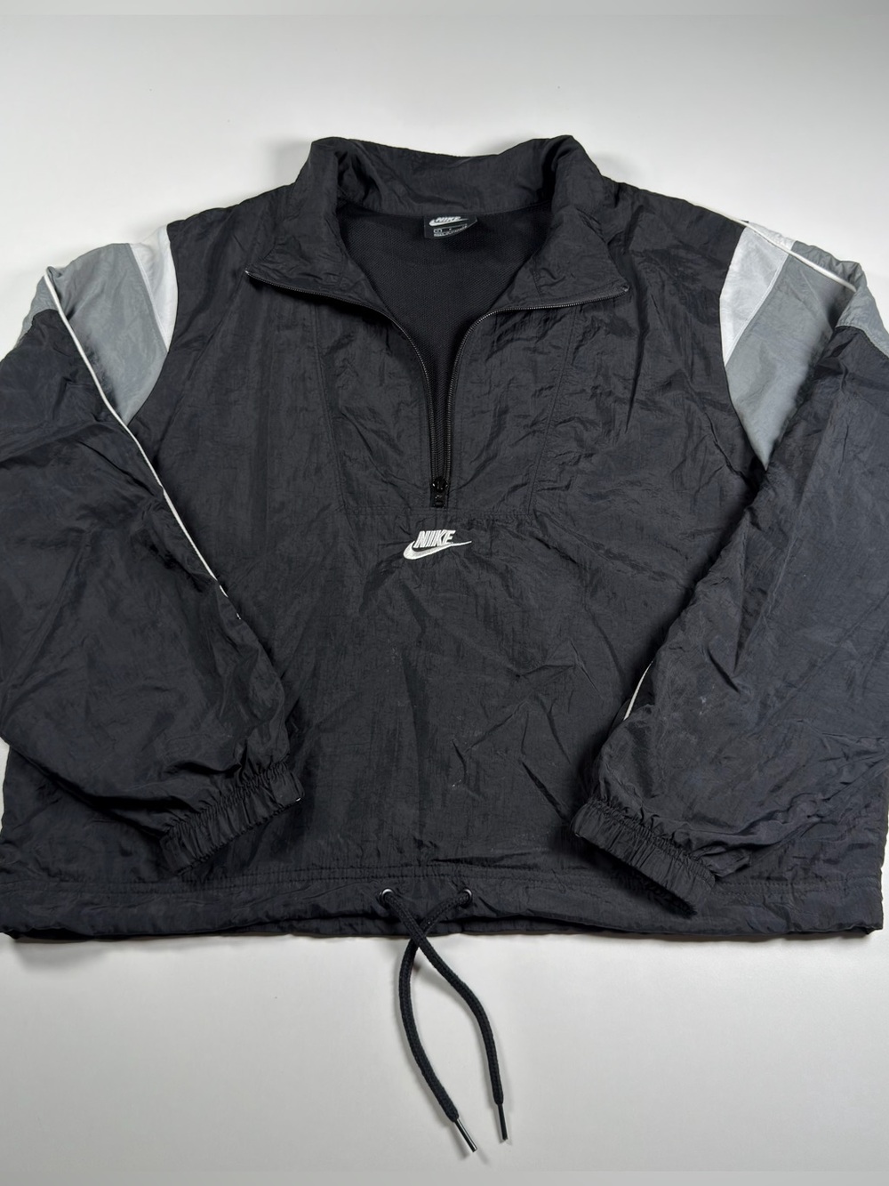 Nike Sportswear Heritage Woven Jacket Black Gray Size S Half Zip Windbreaker